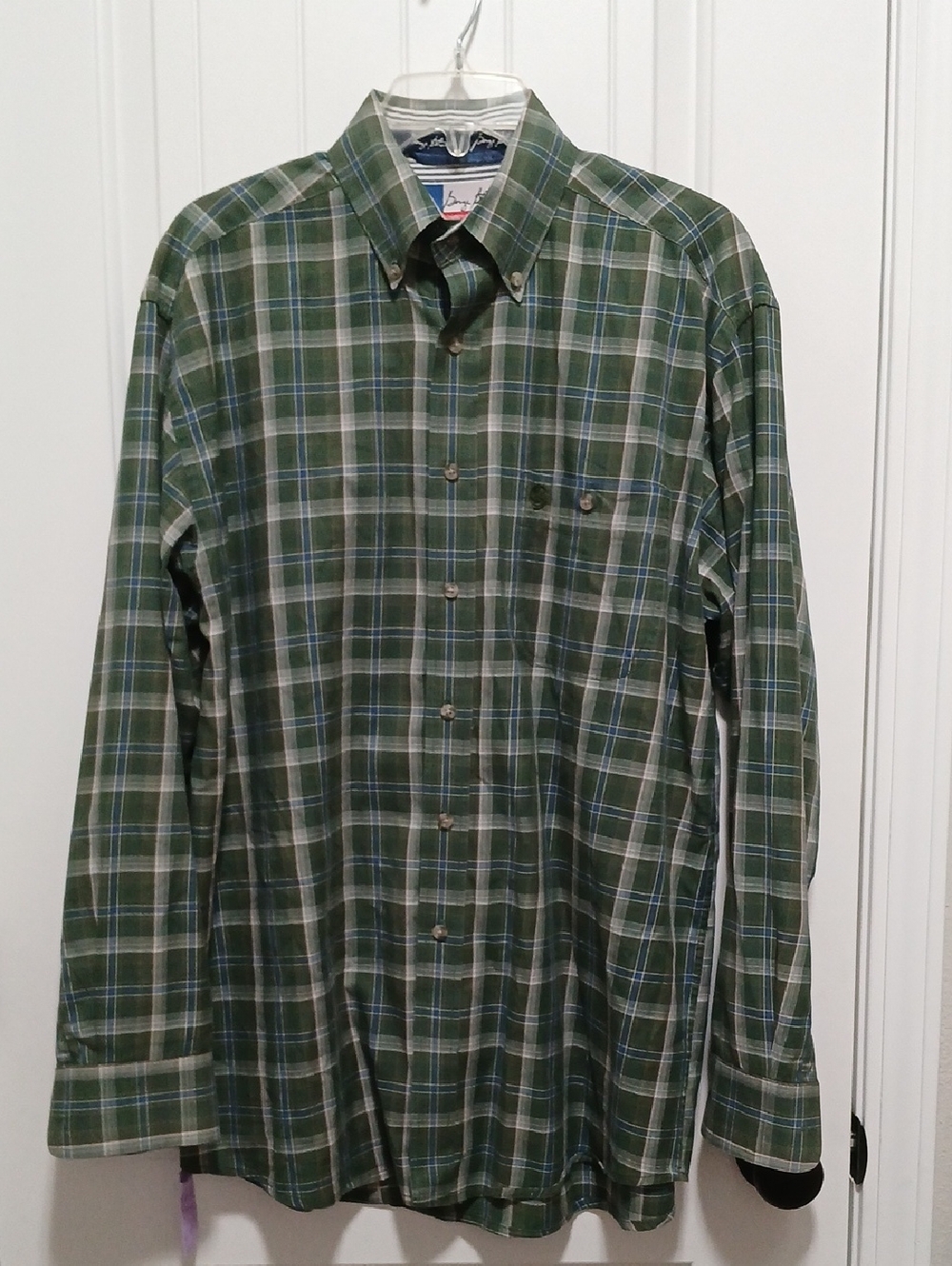 George Strait for Wrangler Green Plaid Button-Down Shirt